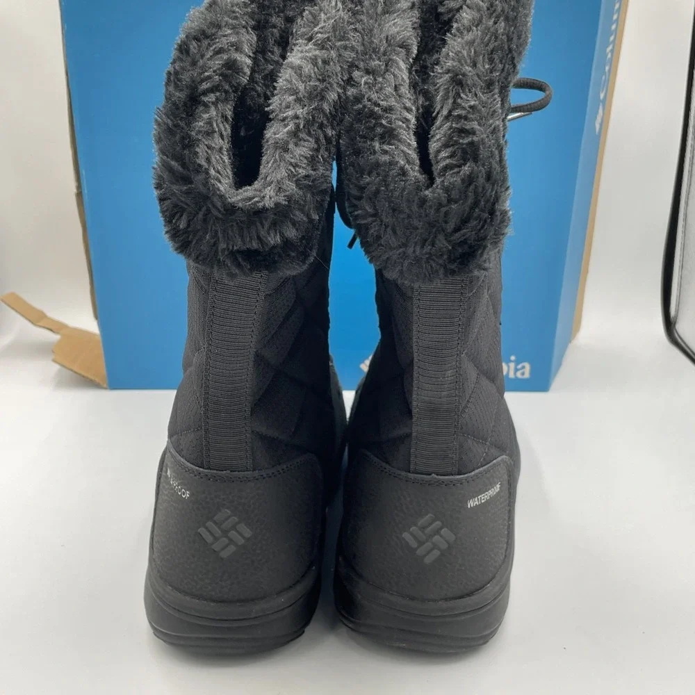 Columbia Womens Ice Maiden II Winter Snow Fur Boots Sz 11 Black Waterproof Insul